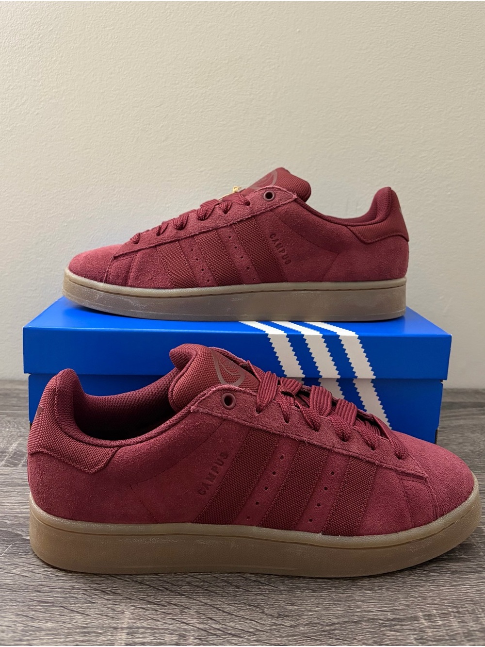 Adidas Campus Suede Sneakers Burgundy Red Gum Sole - Men's Size 11